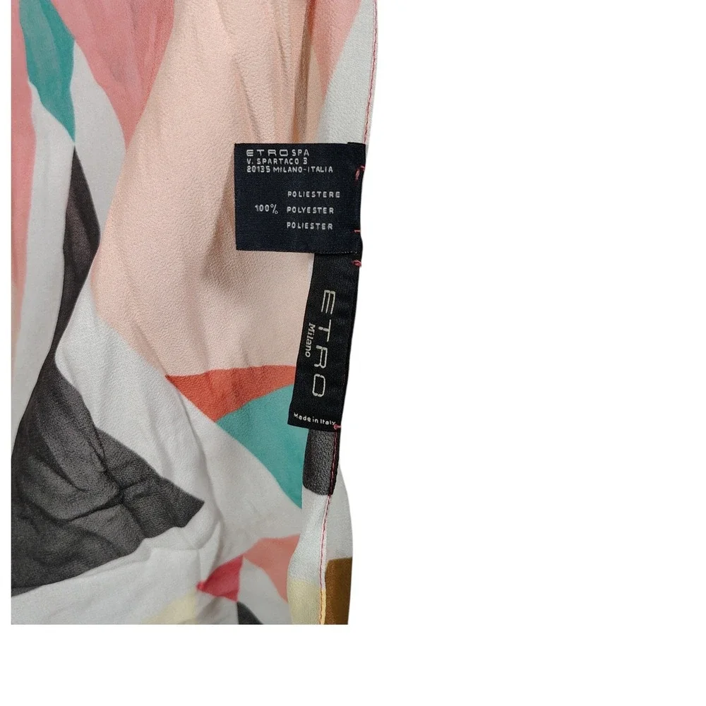 Etro Milano Pleated‎ Geometric Print Scarf Wrap Italy